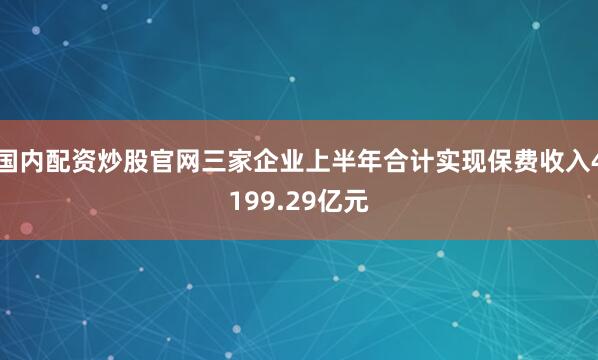 国内配资炒股官网三家企业上半年合计实现保费收入4199.29亿元